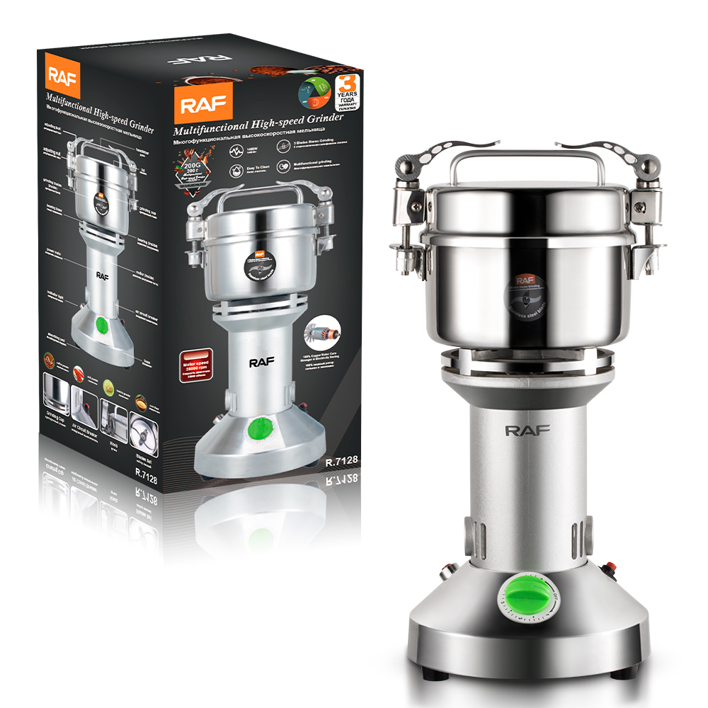 RAF Multifunction High Speed ​​Grinder RAF R.7128 Coffee Bean Mill Stainless Steel Powder Grinder